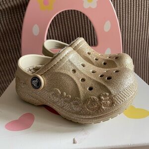 Glitter crocs with wool lining size 10 toddler girl